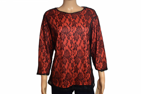 Blouse-tuniek dames kant rood-tot 5 XL